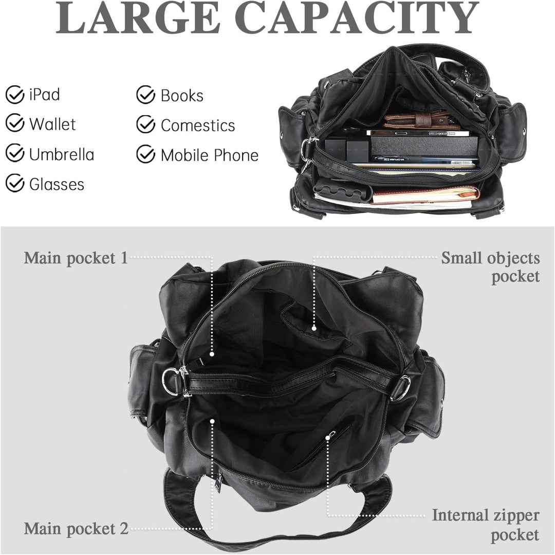 Damen Handtasche Grosse Schultertasche PU Leder Henkeltasche Frauen Weiches Hobo Tasche Umhängetasch
