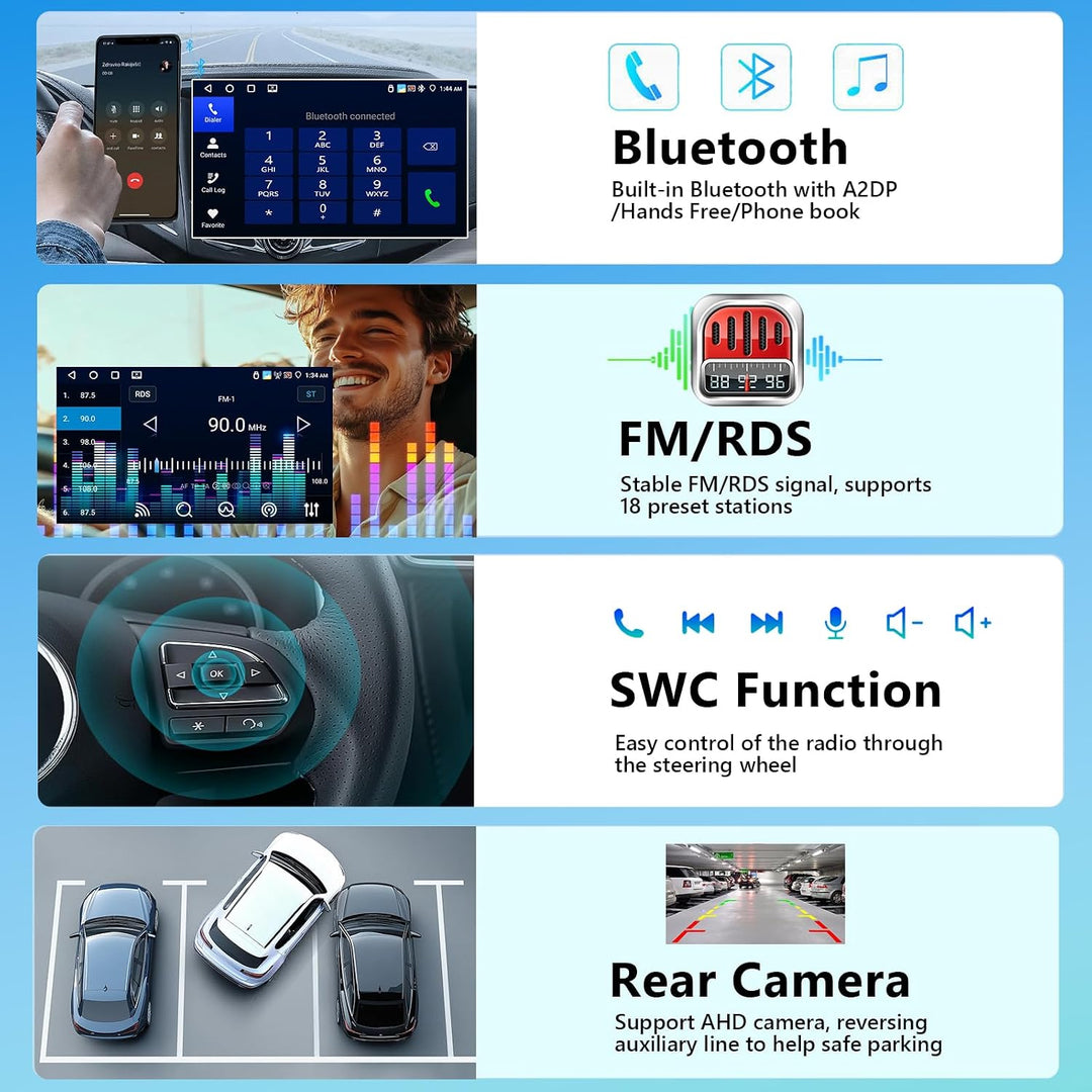 4GB+64GB Autoradio für FIAT 500 2007-2015 Radio mit Carplay, 9 Zoll Bildschirm Wireless Android Auto