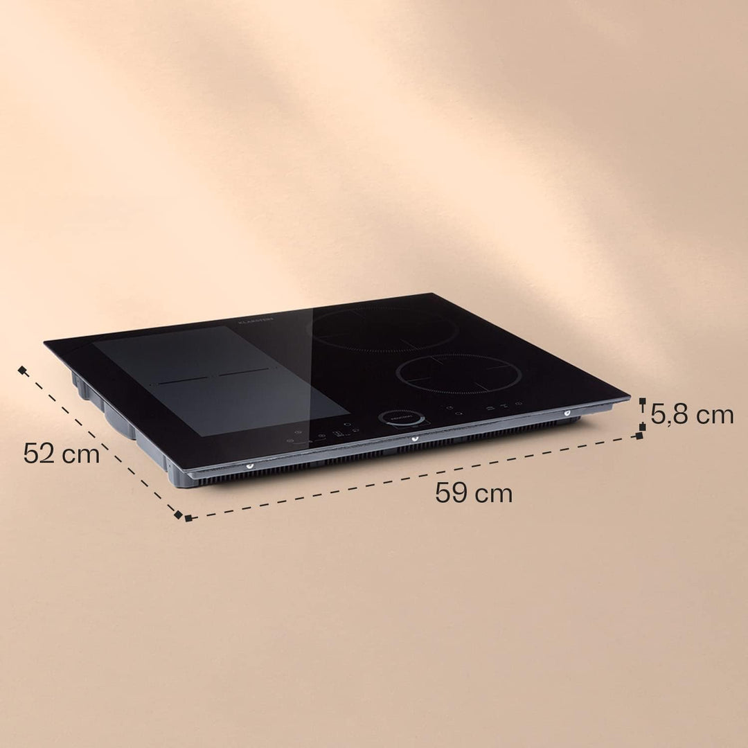 Klarstein Induktionskochfeld, Glaskeramik Kochfeld, mit 4 Platten, Einbau- mit Touch-Display, Digita