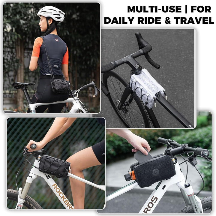 ROCKBROS Rahmentasche Fahrradtasche Oberrohr Schlankes Design mit Elastischer Seitenschnur, Fahrrad