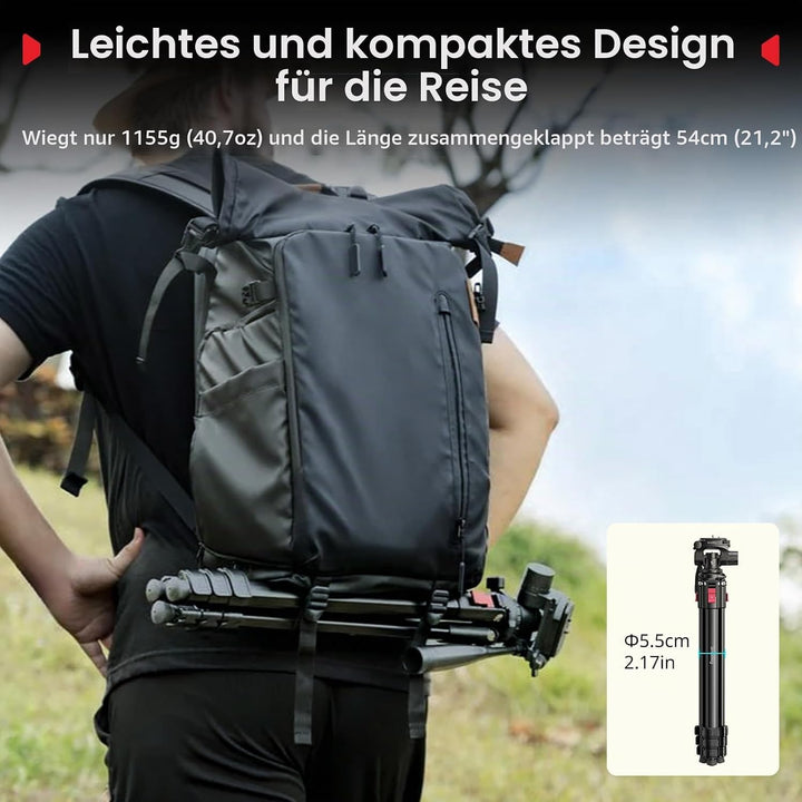SMALLRIG Aluminium-Kamerastativ AP-30, 67,7 Zoll Reisestativ mit Telefonclip und Tragetasche, Tragba
