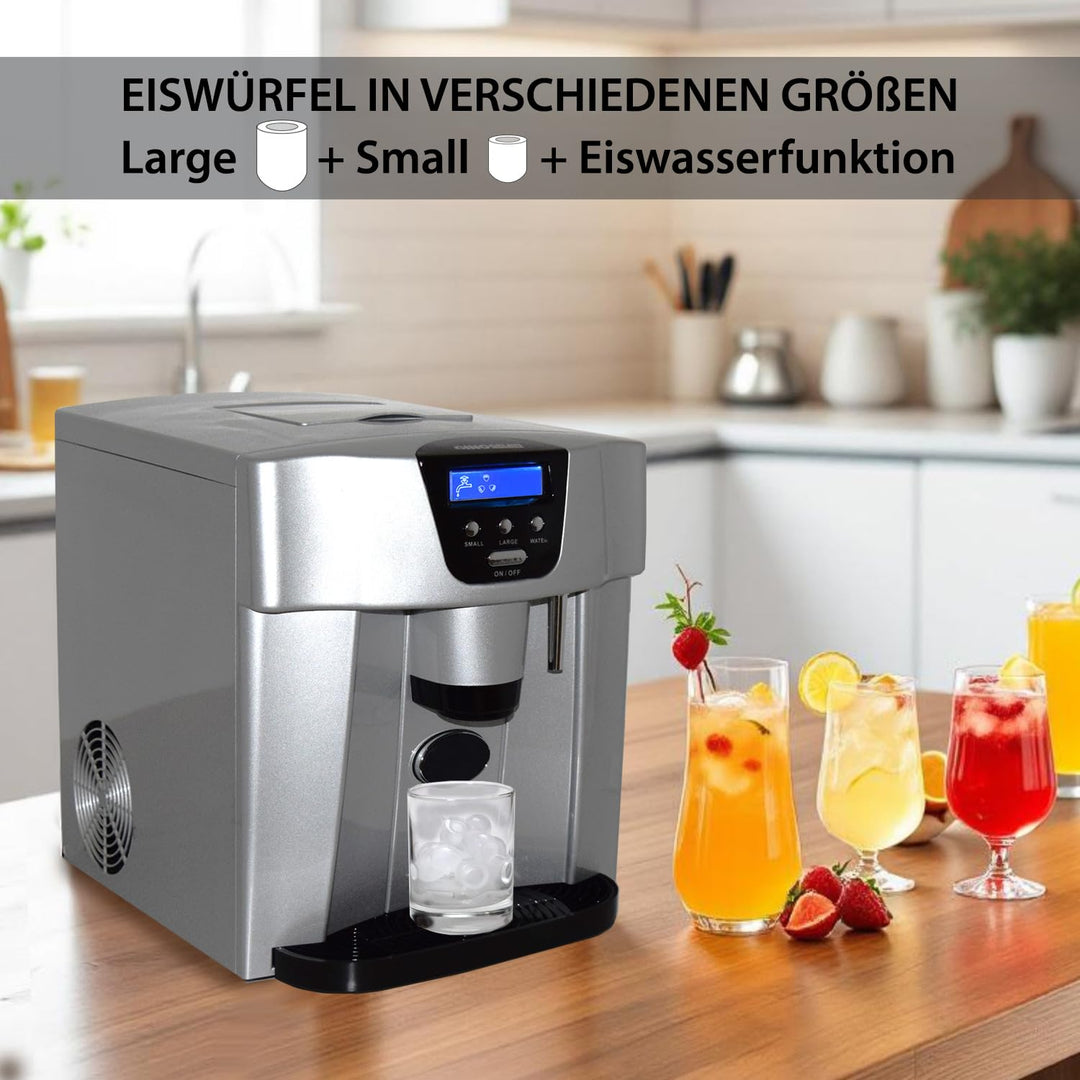 Syntrox Eiswürfelmaschine Gipua (Eiswasserfunktion + Display + Spender), Schneller Eiswürfelprozess,