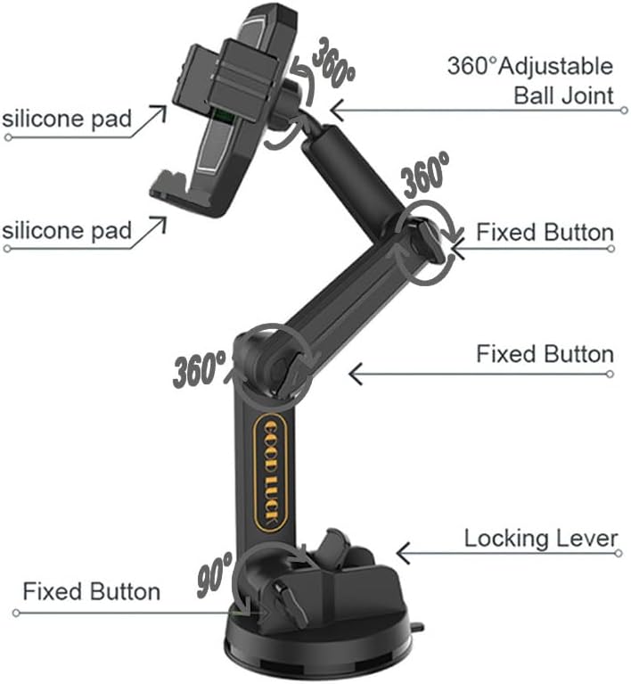 Handyhalterung LKW, Auto, Motorrad & Geländefahrzeug - Super Saugnapf & Stabil, Verstellbarer Schwan