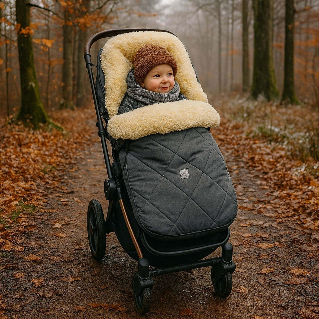 Kaiser Coosy Lammfell Kinderwagen Fusssack, 85 x 45 cm, Universal Passform (anthracite), Anthracite