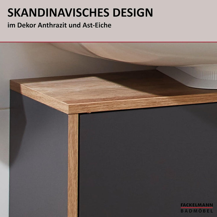 FACKELMANN Finn Waschbeckenunterschrank (60 x 50 x 30,5 cm) – Unterschrank für Waschbecken mit Aussp