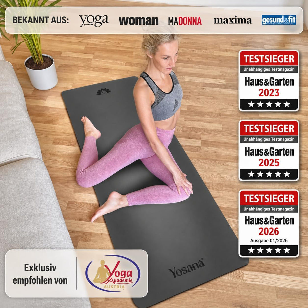 Yogamatte aus Naturkautschuk | extrem rutschfest | ULTRA GRIP Oberfläche aus ECO PU | extra breit 68