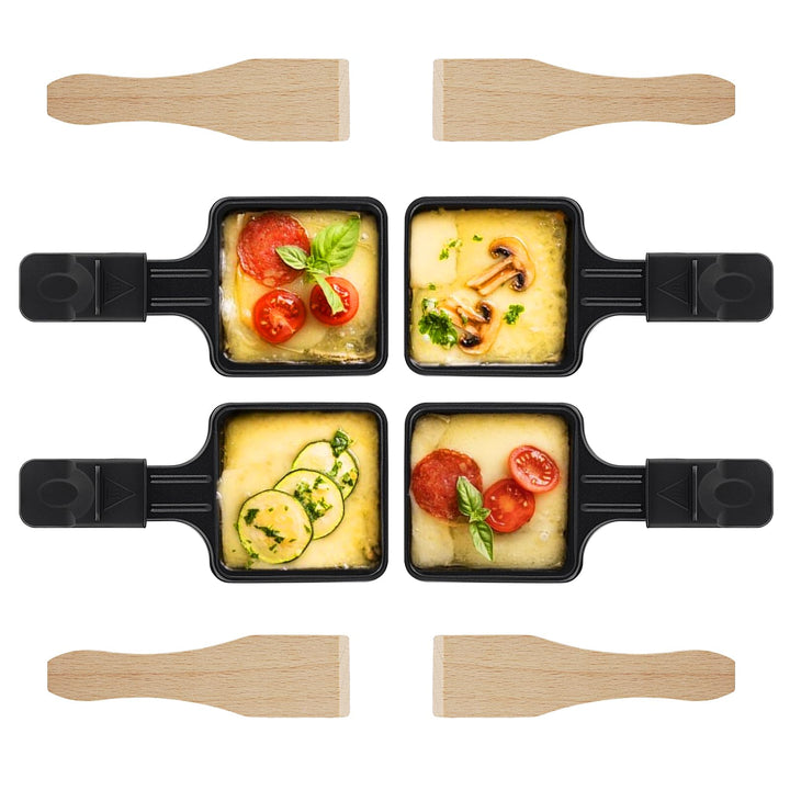 4 Stück Raclette Pfännchen Set, Pfannen Ersatz für Raclette Grill Zubehör, Antihaft-Beschichtung Mit