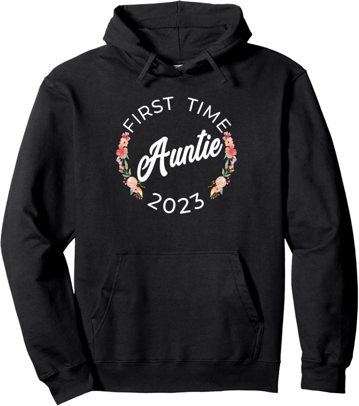 First Time Auntie 2023 Schwangerschaftsankündigung Floral Pullover Hoodie