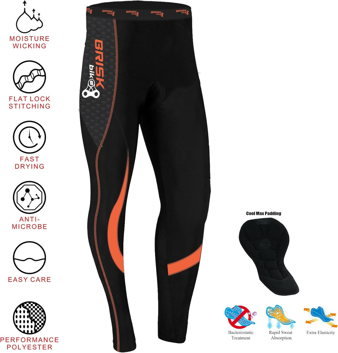 Brisk Bike Fahrradhose lang Herren Fahrradhose gepolstert Fahrradhose Herren lang M Tall Orange/Blac