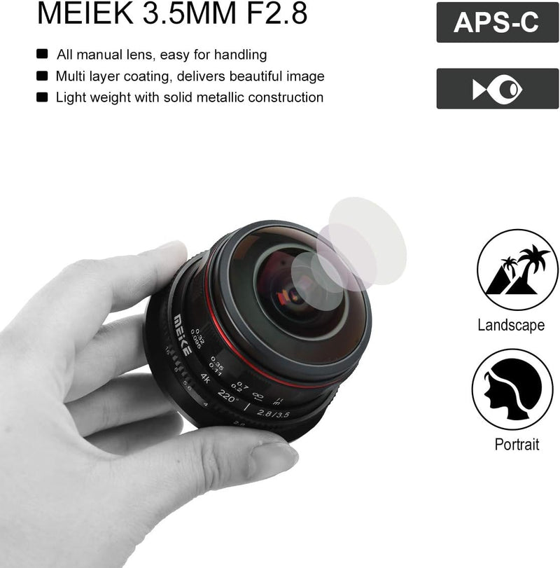 Meike MK-3.5mm f2.8 Ultra Wide Circular Fisheye Lens for Olympus Panasonic Lumix MFT Micro 4/3 Mount