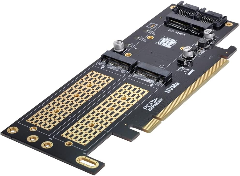 Cablecc PCI Express PCI-E 3.0 & Dual SATA auf NGFF NVME MSATA M-Key B/M-Key SSD Card Adapter 3-in-1