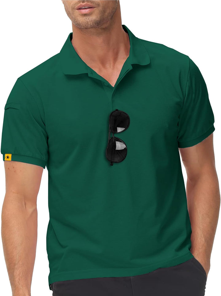 igeekwell Poloshirt Herren Kurzarm Atmungsaktives Golf-Polo-Hemd Summer Poloshirts Männer mit Brille