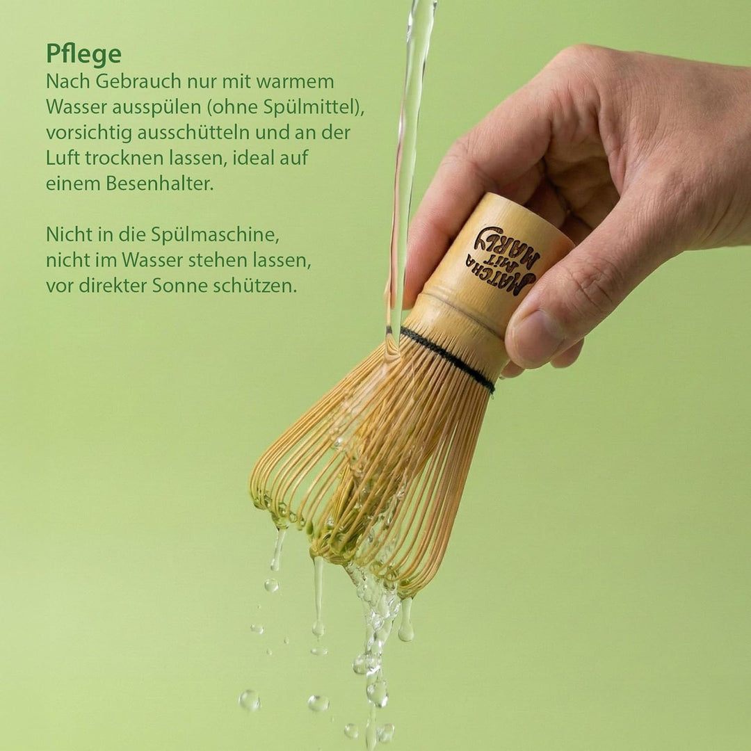 Matcha Besen aus Bambus (Chasen) 100 Borsten | traditioneller Matcha Whisk für feinporigen Schaum |
