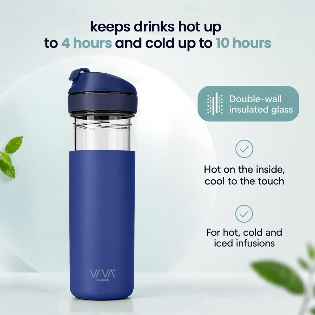 VIVA Recharge Pro Thermobecher, auslaufsicher, Kaffee &amp; Tee, 460 ml, Blau | Doppelwandig isolierter