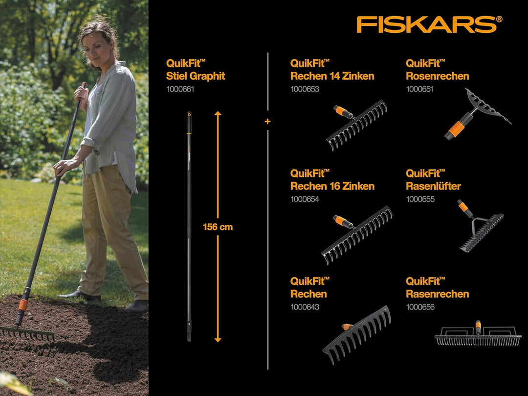 Fiskars Rasenlüfter, Gerätekopf, Breite: 37 cm, Schwarz/Orange, QuikFit, 1000655, Rasenlüfter
