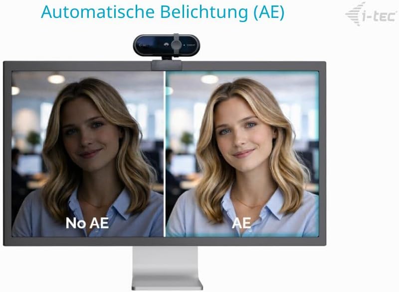 i-tec Solomon 100 Webcam 1080p mit Fester Fokus, Automatische Bildoptimierung und Integrierte Datens