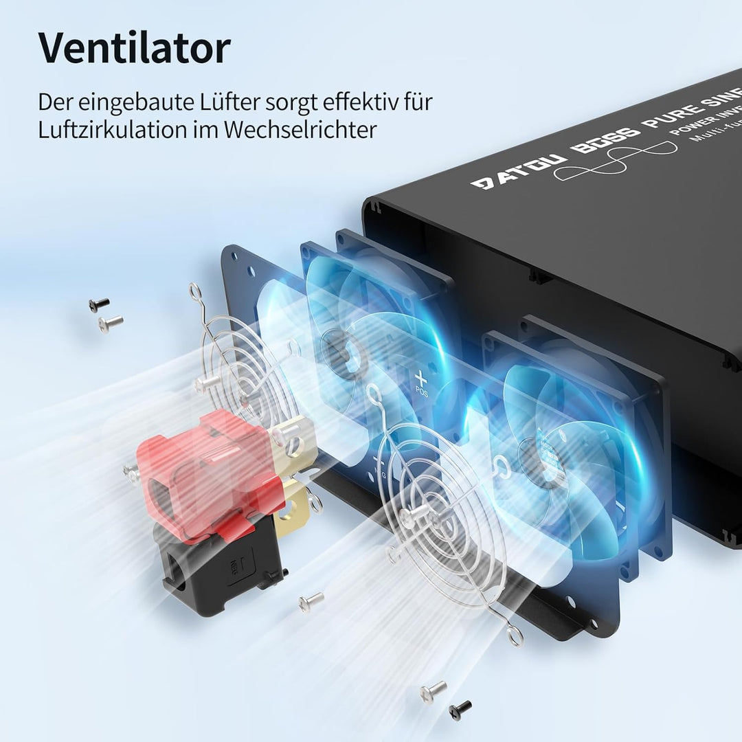 DATOUBOSS Wechselrichter 12v auf 230v 3000w /6000w Reiner Sinus Spannungswandler,mit Fernbedienung E