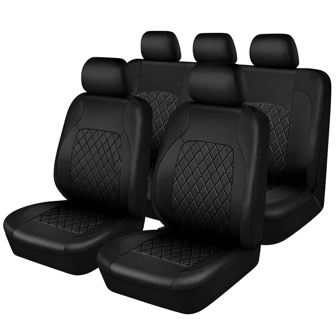 9 Stück Leder Autositzbezüge Sets,Wasserdichtes Sitzbezüge Auto Komplettset,Wasserdicht Vordersitze