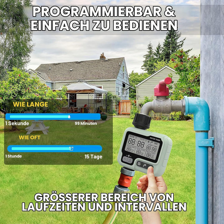 CROSOFMI Bewässerungscomputer 1 Ausgänge Garten Wasser zeitschaltuhr automatische bewässerung/LCD-Bi