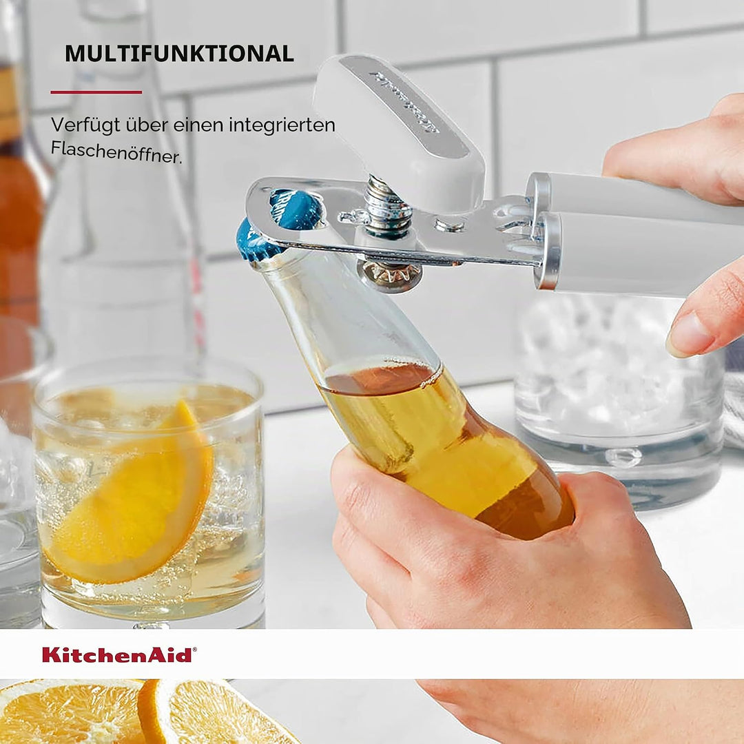KitchenAid KE199OHWHA Klassisch Multifunktionaler Dosenöffner/Flaschenöffner, Edelstahl, weiss Einhe