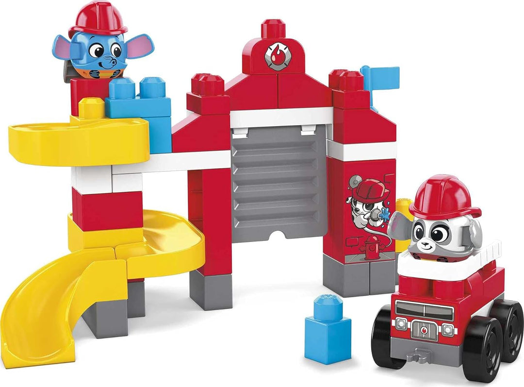 Mega Bloks GYH11 - Guck-Guck-Feuerwache Bauset, mit 2 Guck-Guck-Tieren, Zubehör und 42 Bausteinen, f