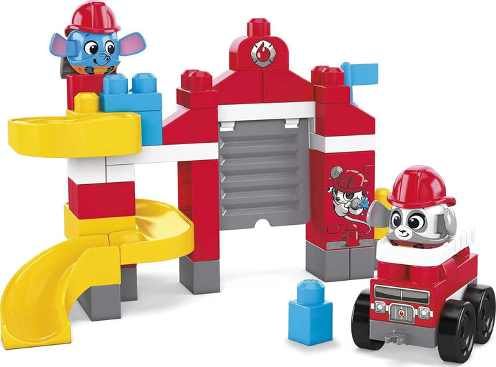 Mega Bloks GYH11 - Guck-Guck-Feuerwache Bauset, mit 2 Guck-Guck-Tieren, Zubehör und 42 Bausteinen, f
