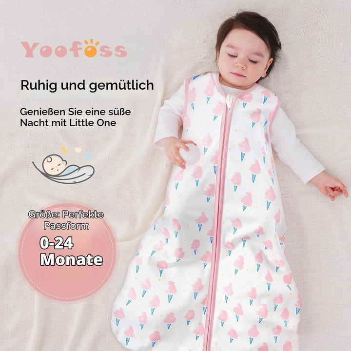 Yoofoss Schlafsack Baby Sommer 0.5 Tog - 3er Pack 67cm/0-6 Monate 100% Baumwolle Sommerschlafsack Ba
