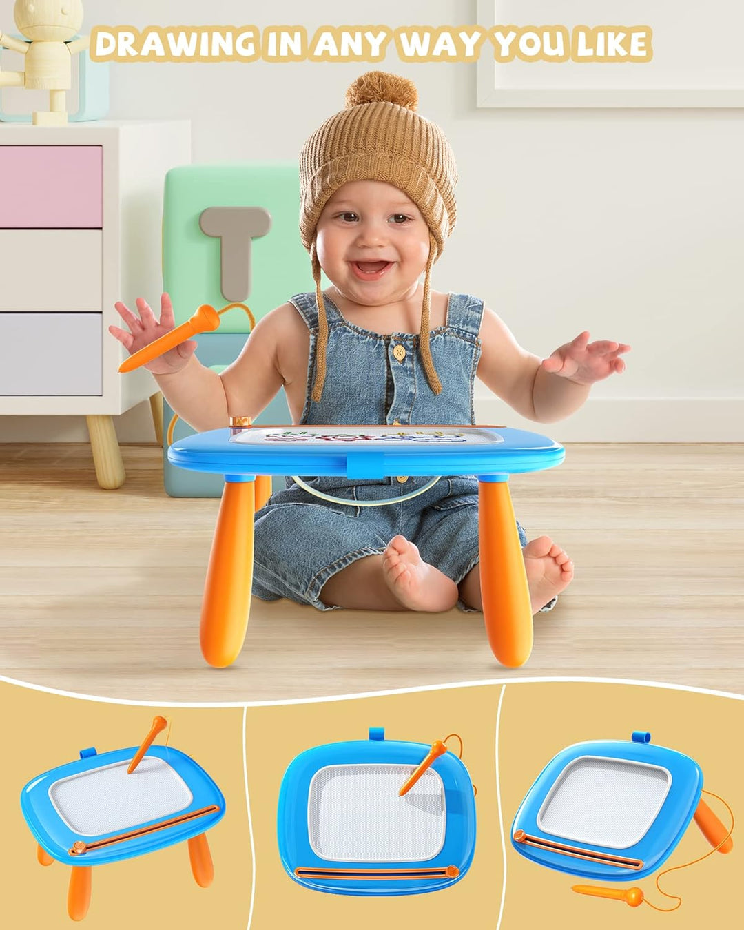 Kikapabi Magnetisches Zeichenbrett für Kleinkinder – Geschenk zum 1. Geburtstag für Mädchen und Jung