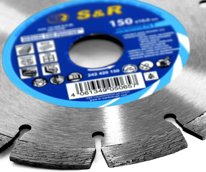 S&amp;R Diamanttrennscheibe 150mm, Segment, für Fensterrenovierung mit BEPo, Alu Fenster, Holzfenster, K