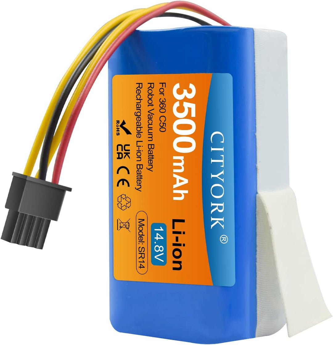 CITYORK 14.8V 3500mAh Ersatz-Akku Li-ion Akku kompatibel mit 360 C50, AIRROBO P10, TCL S1 / S15 / S1