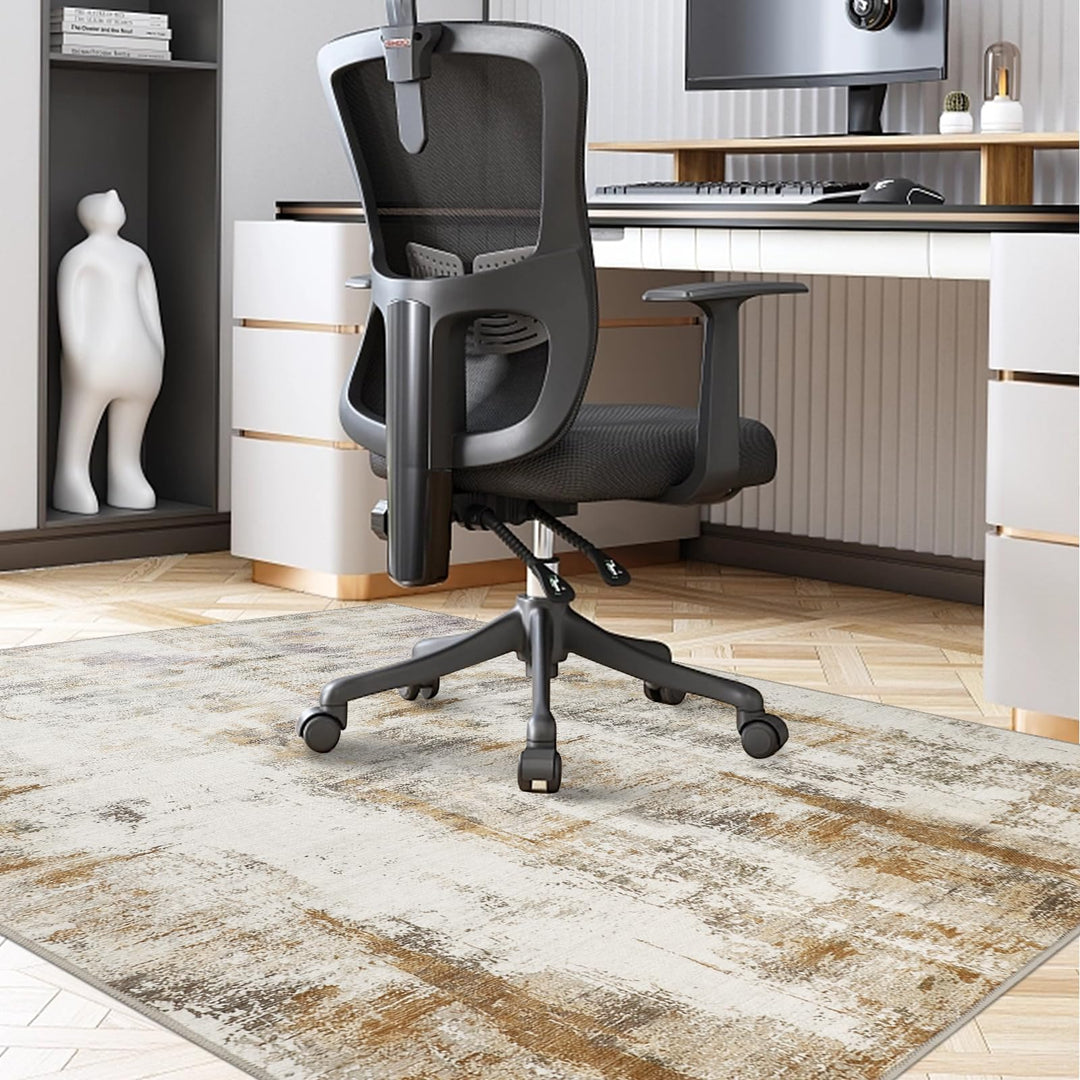 Famibay Bodenschutzmatte BüRostuhl 120x150cm Schreibtischstuhl Unterlage Beige Bodenmatte rutschfest