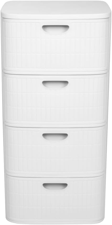 Kreher® XL Rollbarer Schubladenschrank Rollcontainer Nischenschrank aus Kunststoff in Rillen-Optik m
