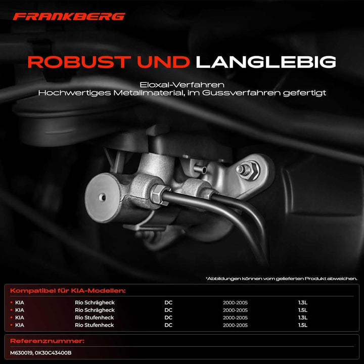 Frankberg Hauptbremszylinder Kompatibel mit Rio Schrägheck DC 1.3L-1.5L Benzin 2000-2005 Replace# 0K