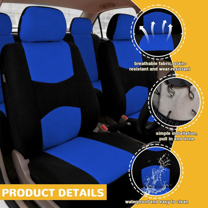 9 Stück Autositzbezüge Set,Schonbezug Autositz,Autositzbezüge Komplettset Polyester,Atmungsaktiv Vor