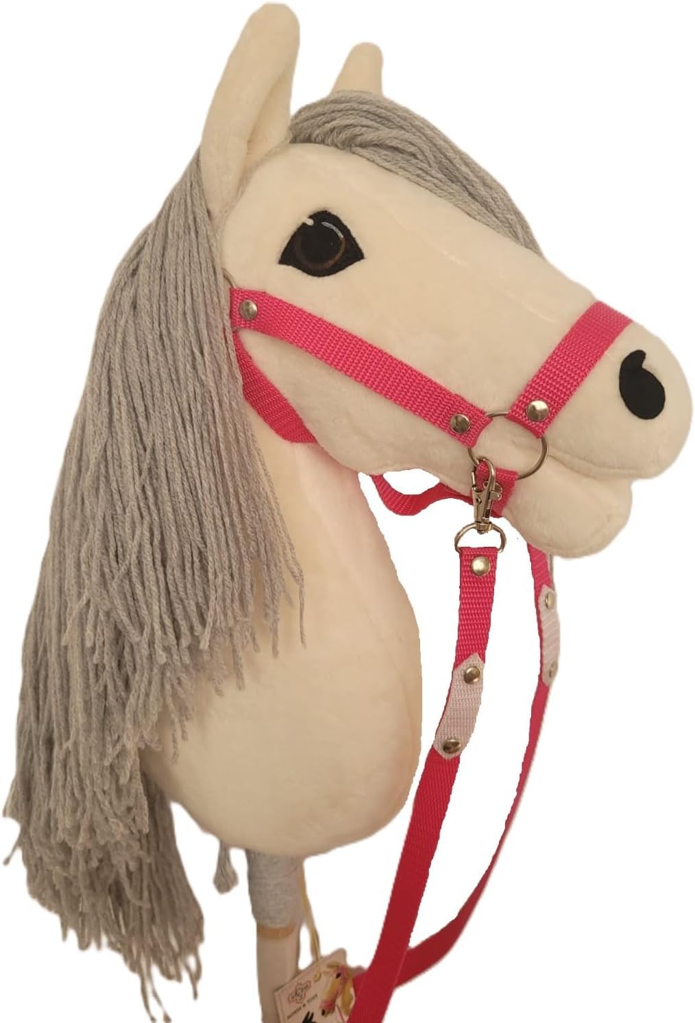 HORSE & toys Hobby Horse Gross A3 (Pferd auf Stock) mit Halfter wie Abbildung (schwarz) für Kinder,