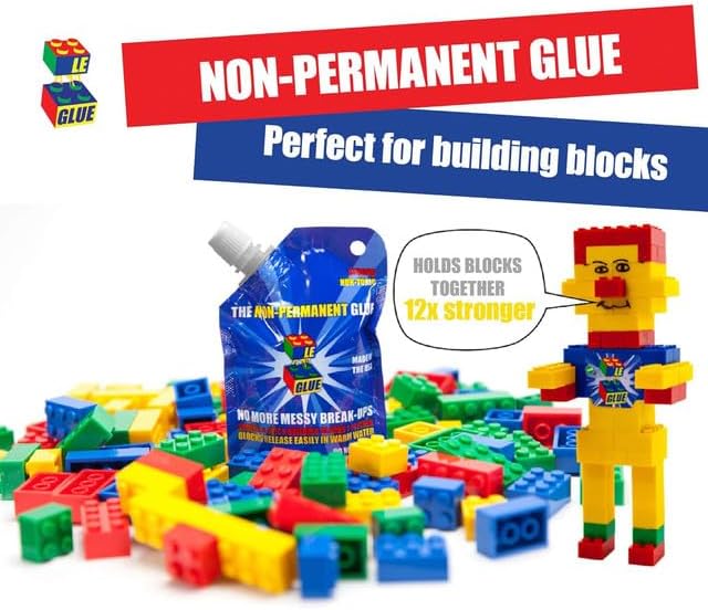 Temporary Glue For LEGO®, Mega Blocks, Nano Blocks, and More. Great For Kids! Non-Toxic! Made In USA