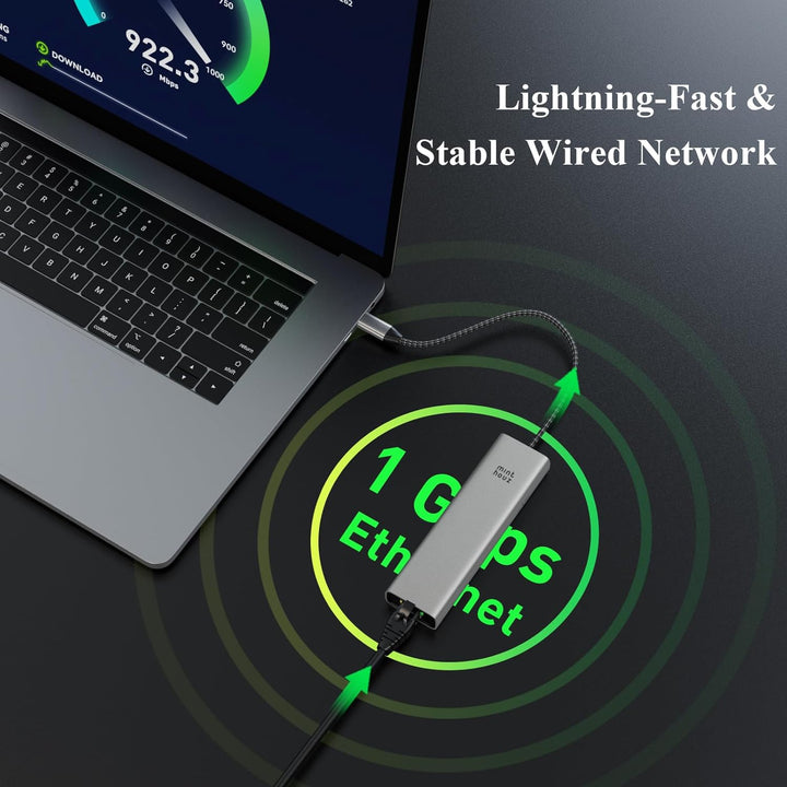 Minthouz USB-C-Hub für Dell, HP Lenovo, 6-in-1-Multiport-Adapter, USB-C-zu-HDMI mit 4K@60Hz, 100W PD