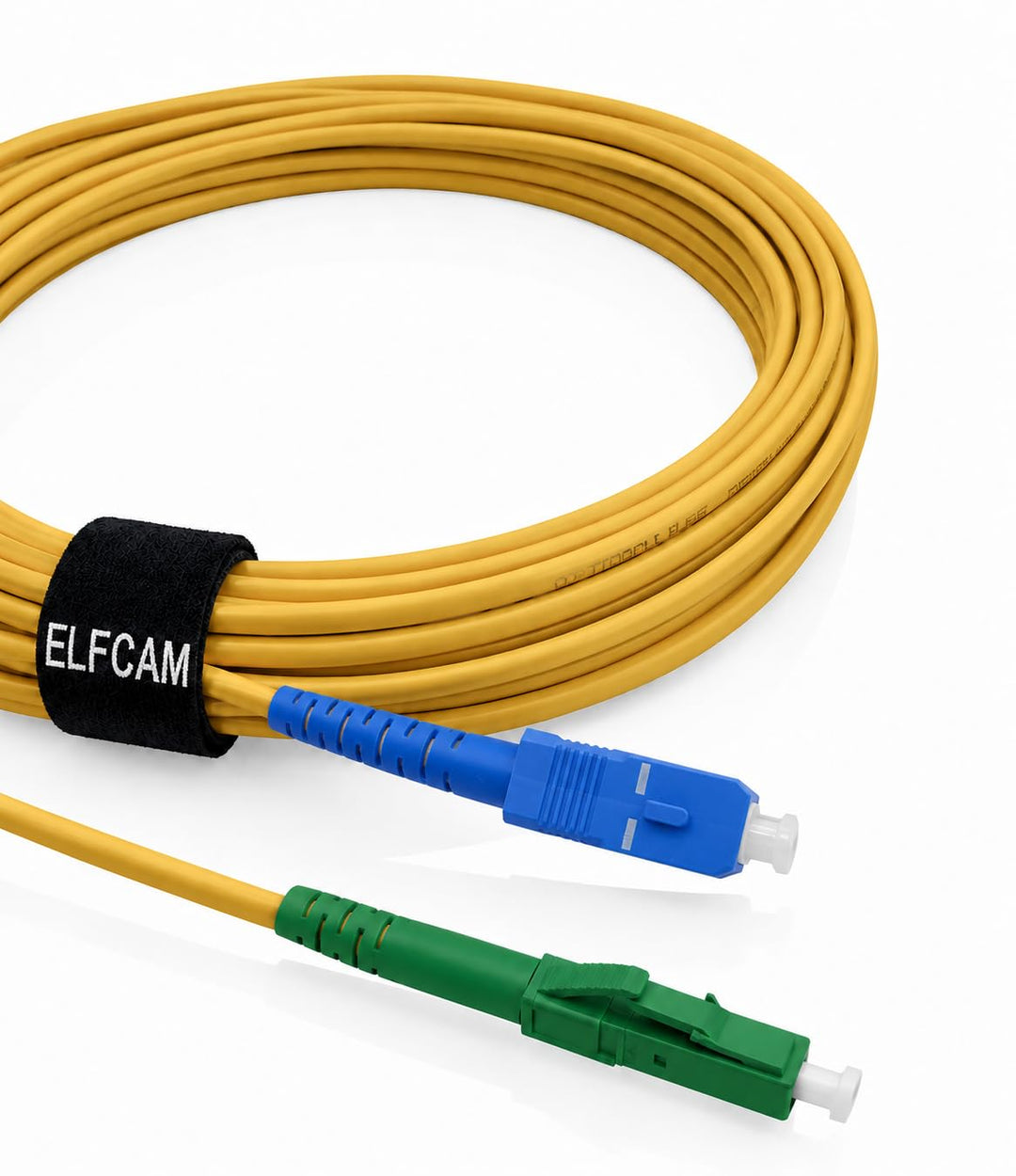 Elfcam® - 0,5m LWL Glasfaser-Kabel LC/APC auf SC/UPC Stecker, Simplex 9/125μm OS2 Patchkabel, Lichtw
