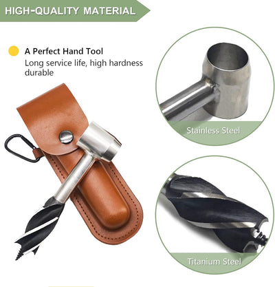 Handbohrer Outdoor-Bushcraft manueller Schraubenschlüssel, Handbohrer Bushcraft Set mit Holster & Bl