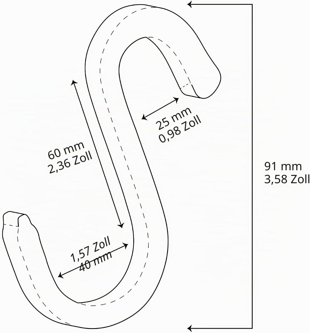 Brute Strength - S-Haken mit Vollnarbenleder umwickelt - 6 Stück - Natur - 10 cm Edelstahl-Metallbüg
