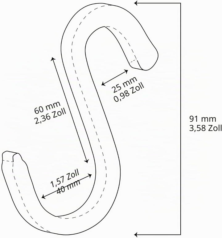 Brute Strength - S-Haken mit Vollnarbenleder umwickelt - 6 Stück - Natur - 10 cm Edelstahl-Metallbüg