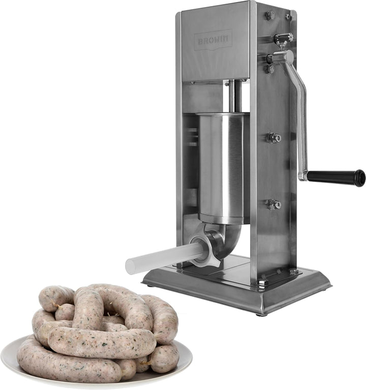 BROWIN® Manuell Wurstfüller aus Edelstahl 311036 | 3 Liter vertikale Wurstmaschine mit Tischklemme |