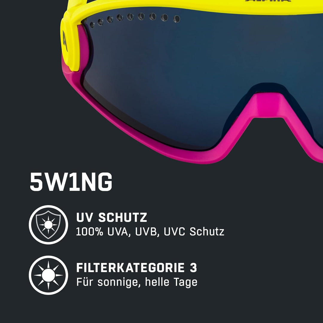 ALPINA 5W1NG - Verspiegelte und Bruchsichere Sport- & Fahrradbrille Mit 100% UV-Schutz Für Erwachsen