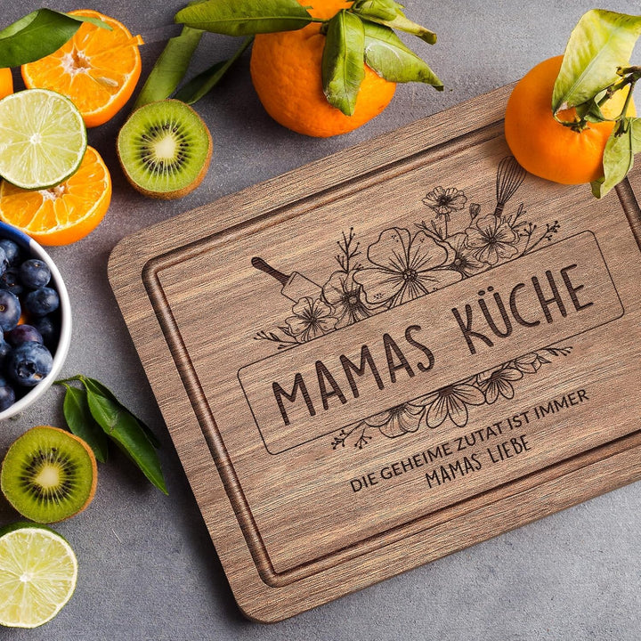 Juratar® Weihnachtsgeschenke für Mama, Edles Schneidebrett aus Walnussholz mit Saftrille, Walnusshol