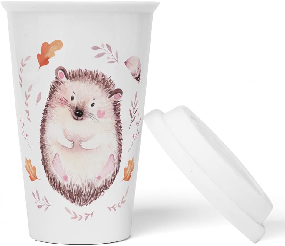 JUNIWORDS To-Go Becher mit Deckel, Igel Aquarell
