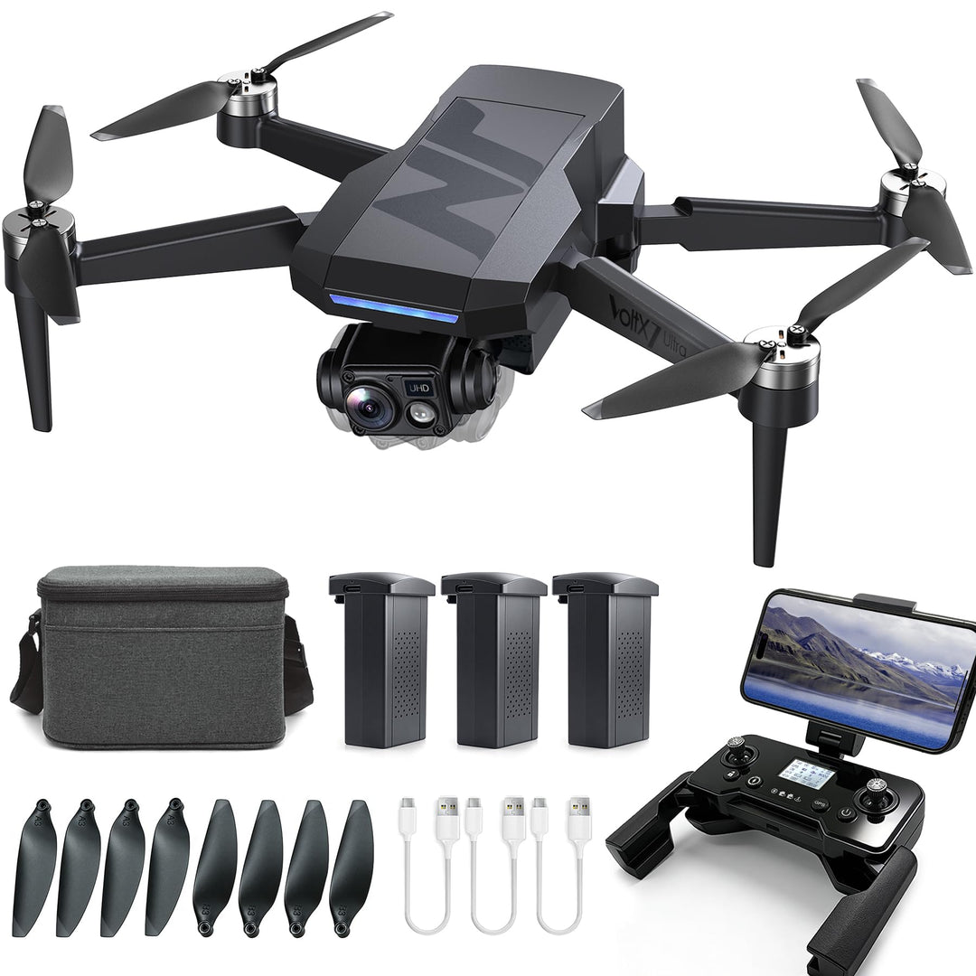 3‑Achsen‑Gimbal GPS Drohne mit Kamera 4K, 90 Min Flugzeit (3 Akkus), 1000 m Steuerungsreichweite, Au
