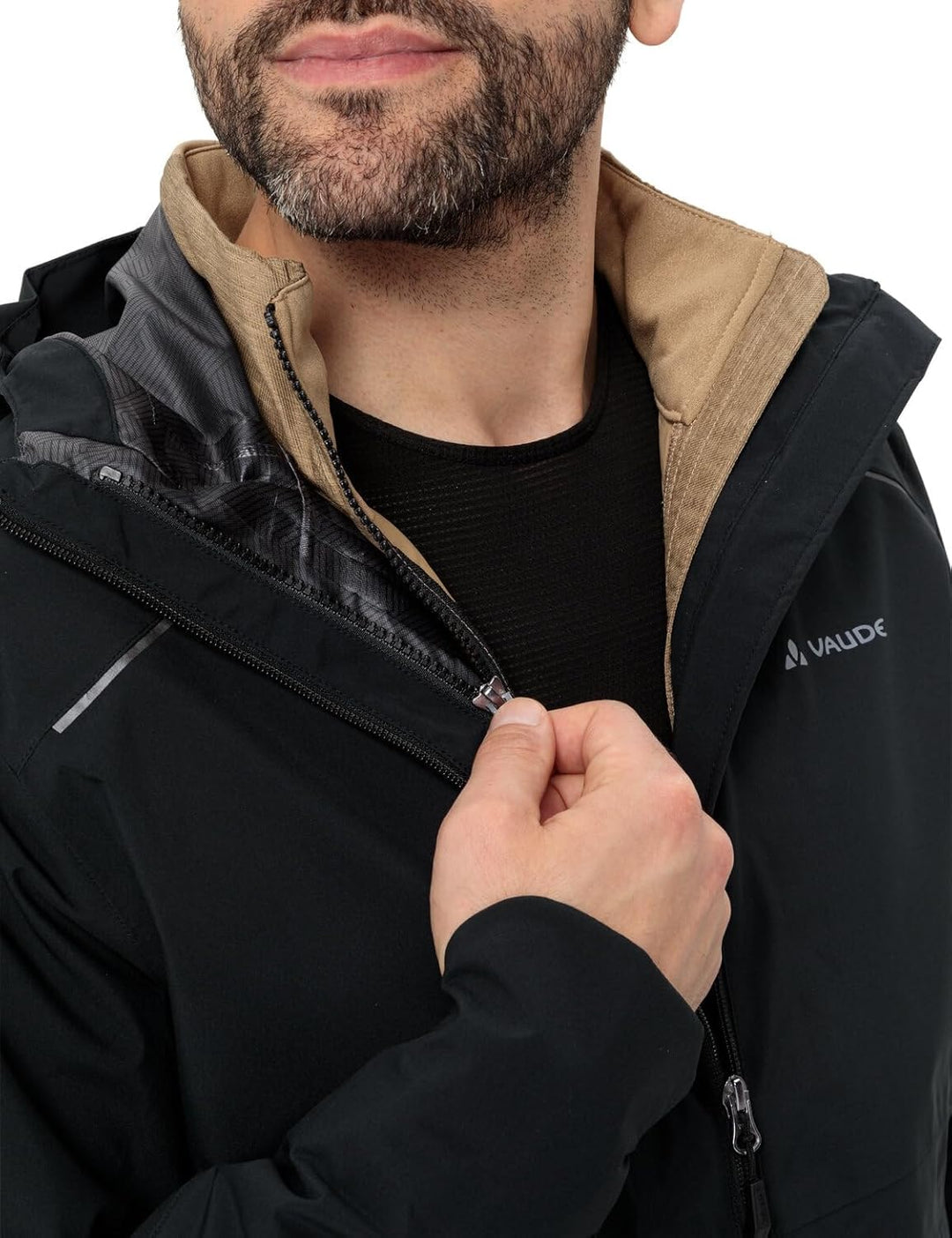 VAUDE Herren Men's Yaras 3in1 Jacket Doppeljacke S black/oat, S black/oat