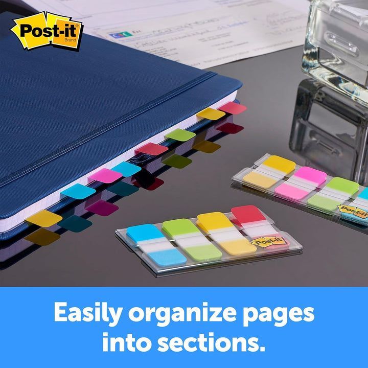 Post-it Tabs, 1,6 cm Solid, Aqua, Gelb, Pink, Violett, langlebig, beschreibbar, repositionierbar, ha