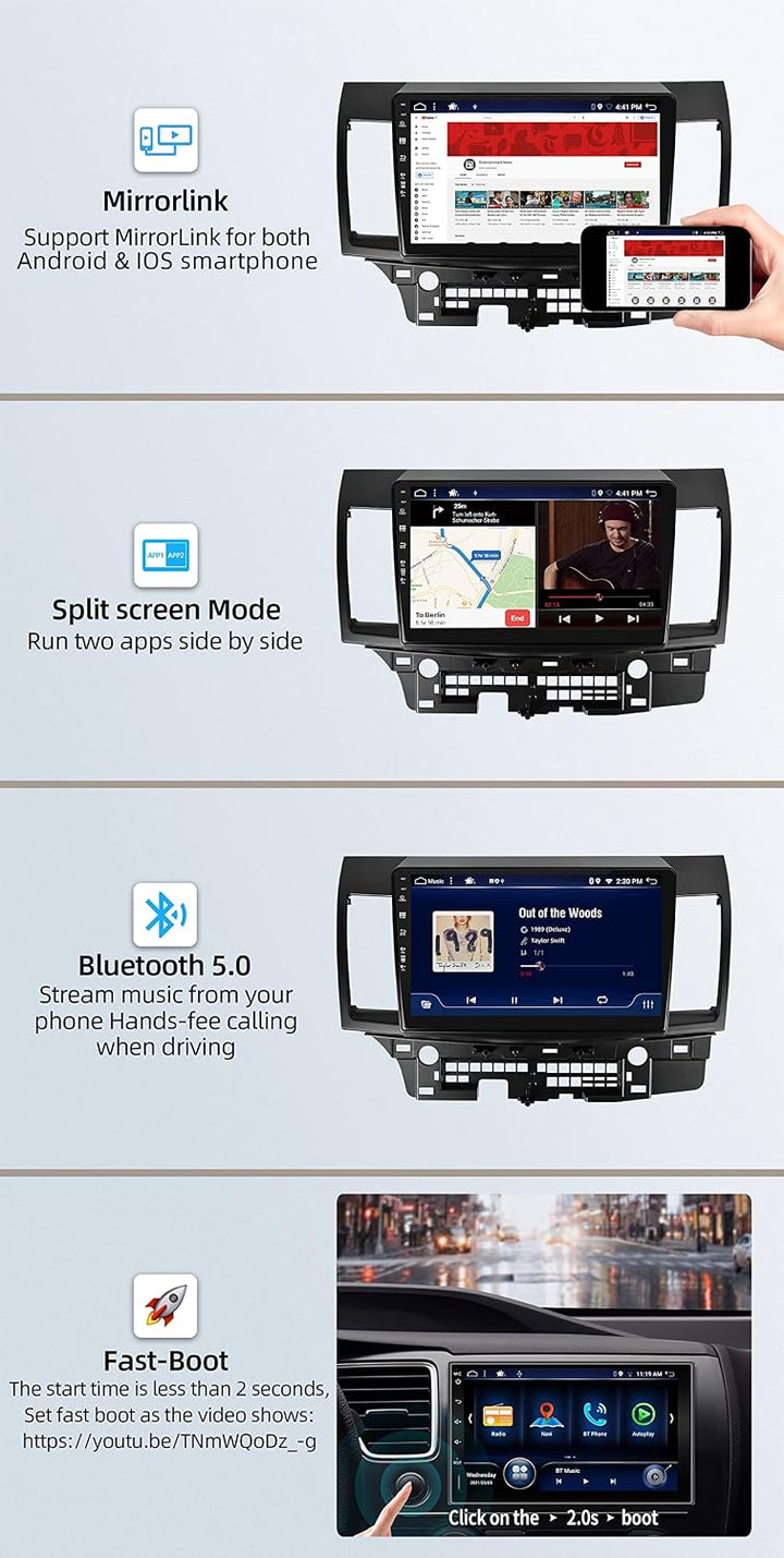 JOYX Android 12 Autoradio Passt für Mitsubishi Lancer (2010-2016) - Eingebaut DAB/DSP/Carplay/Androi
