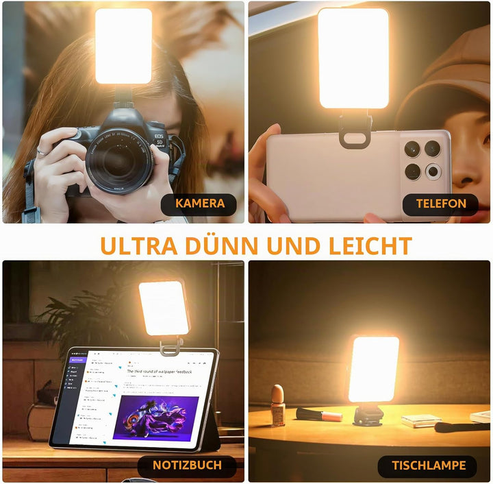 128LED Magnetisches Selfie Licht, 3000K-6500K 3 Lichtmodi Handylicht mit, 2000mAh Akku Videolicht mi